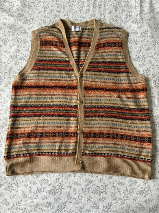Old Navy Other - So So Soft! Old Navy Striped Knit Button Front Vest in Tan and Multicolor